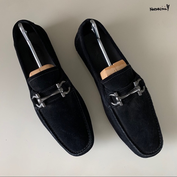 🚫SOLD•E🅱️🅰️Y🚫 Salvatore Ferragamo Black Suede Loafers - Picture 2 of 10